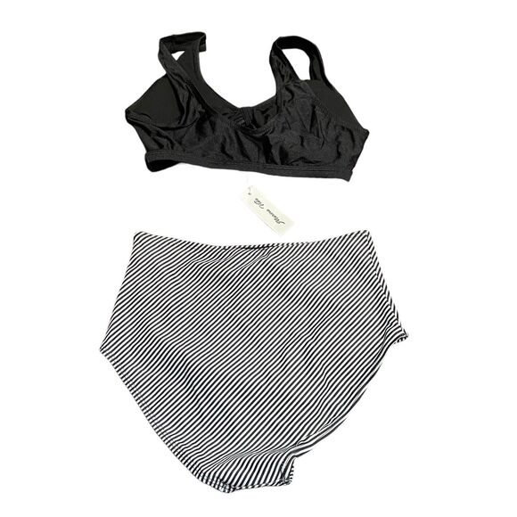 Swimsuit Verano Playa Small Black White striped Bikini High Waist With Tags - Picture 6 of 6